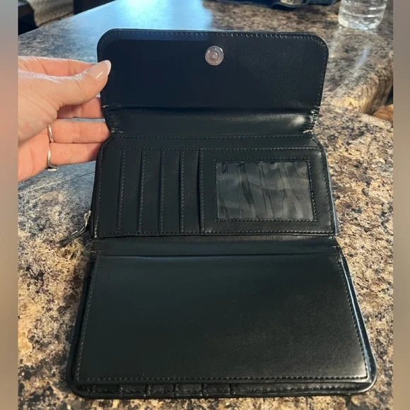 Prada Black Leather Wallet with White Stitching - Picture 3 of 6